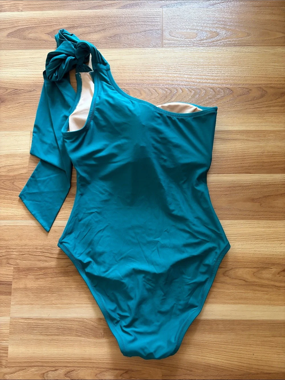 J Crew NWT Bow Tie One Shoulder One Piece Swimsuit teal blue